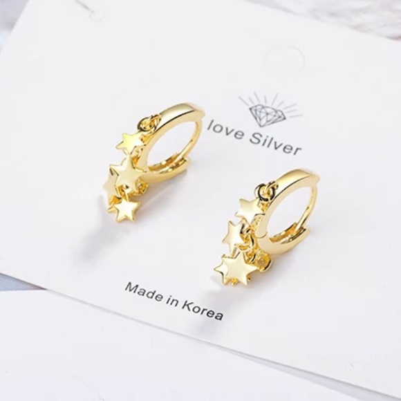 NEW EARRINGS GOLD STAR HOOP EARRINGS - Picture 5 of 6